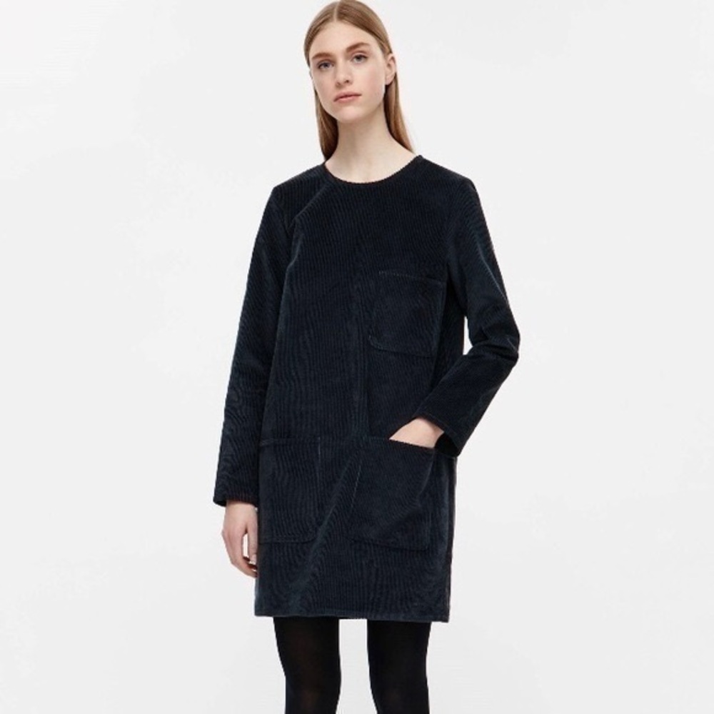COS black corduroy pocket dress 2